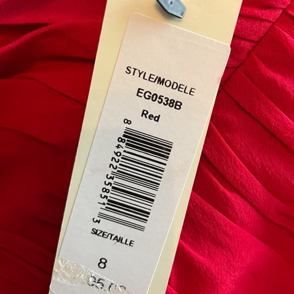 Badgley Mischka Strapless Red Silk Ruched Sides Formal Prom Gown NWT 8 - Picture 10 of 14